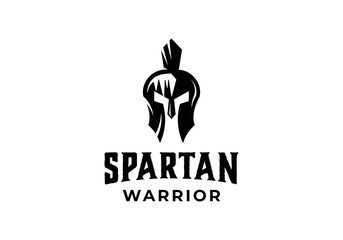 Spartan warrior knight army helmet logo design template