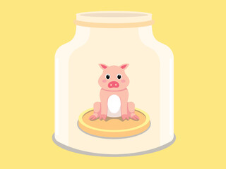 illustration of a bottle of milk with piggy inside