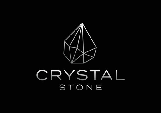 Diamond Gems, Crystal Stone Line Framework Glass Constellation Luxury Logo Design