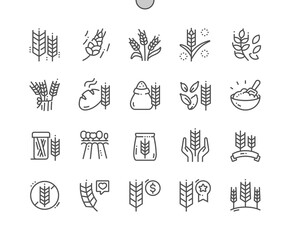 Wheat. Nature vegetable organic food nutrition. Buy, price and product reviews. Pixel Perfect Vector Thin Line Icons. Simple Minimal Pictogram - obrazy, fototapety, plakaty