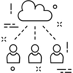 Cloud Network Line Vector Icon