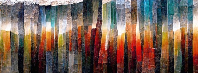 Colorful mosaic of multi-colored stone, abstract organic lines of stone texture, harmonizing in colors , Generative AI