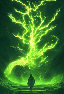 Green Lightning In The Sky