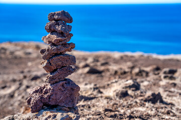 .Pebble tower on the seaside