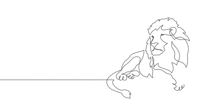 Animation of an image drawn with a continuous line. Lion.