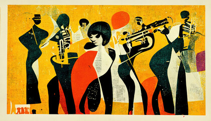 artwork of music and colours, stripes and patterns