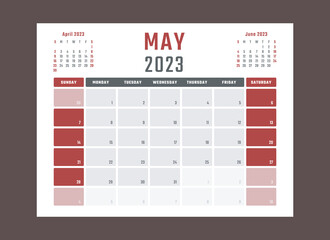 calendar for may 2023 starts sunday, vector calendar design may 2023 year