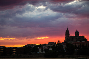 Fototapeta na wymiar Sunset with views of the Cathedral. Salamanca. Spain. 