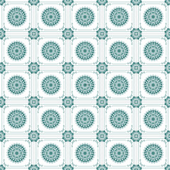 mandala pattern with corners geometric ornamental vector design.Mandala Design. The Mandala ethnic Can be used for the Ceiling, Tiles, fabric, cover, wallpaper decorations Green and white background