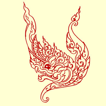Head of Naga Thai art vector for card illustration background