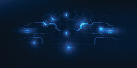 Naklejka premium Vector illustrations of futuristic digital communication with circuit grid line future tech design concepts.