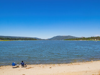 People fishing in Big bear lake area