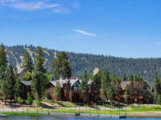 Sunny view of the landscape in Big bear lake area