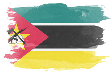 Mozambique flag brush stroke, national flag - obrazy, fototapety, plakaty