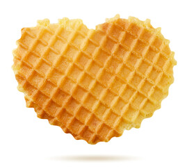 Waffle heart close-up on a white background. Isolated