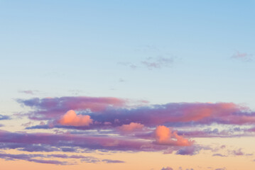 Pastel color pink,purple sky at sunset.Purple and Pink Sky, beautiful clouds with colored abstract background.Toned.