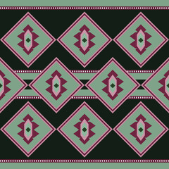 Beautiful hmong seamless pattern.navy blue and white background.Aztec style, embroidery,vector,illustration.texture,fabric,clothing,wrapping,decorations and carpet.Geometric ethnic oriental pattern.