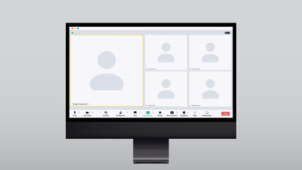 Realistic computer video for site design. Template mockup. Vector illustration