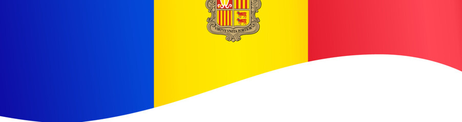 Andorra flag flying on white background