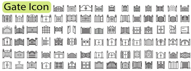 Gate Entrance  Icon Collection.editable stroke 