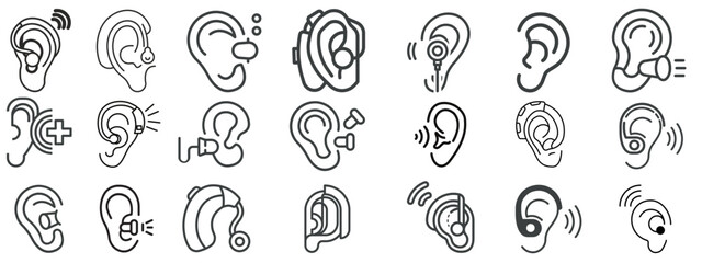 Set line icons of hearing aid