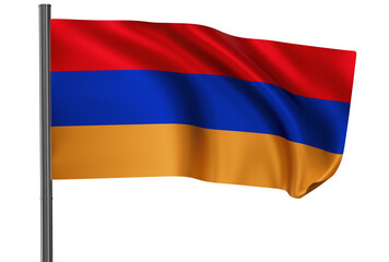 Obraz premium Armenia national flag, waved on wind, PNG with transparency