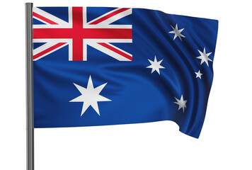 Australia national flag, waved on wind, PNG with transparency