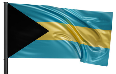 Bahamas national flag, waved on wind, PNG with transparency