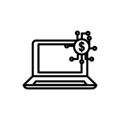 Laptop line icon illustration with dollar. icon related to fintech. Line icon style. Simple design editable