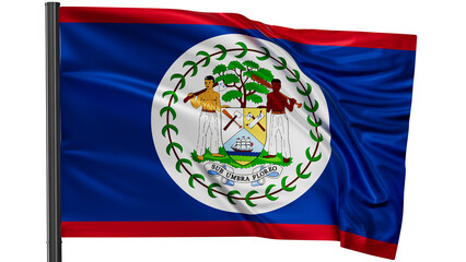 Belize national flag, waved on wind, PNG with transparency