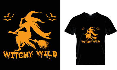 witchy wild Halloween t shirt design template