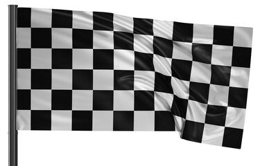 Obraz premium Checkered final of race flag, waved on wind, PNG with transparency