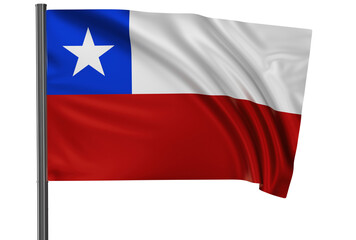 Chile national flag, waved on wind, PNG with transparency