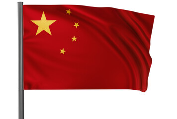 China national flag, waved on wind, PNG with transparency