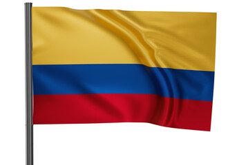 Colombia national flag, waved on wind, PNG with transparency