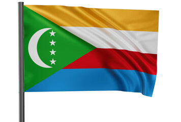 Comoros national flag, waved on wind, PNG with transparency