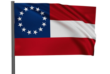 Fototapeta na wymiar Confederate of america flag, waved on wind, PNG with transparency
