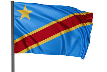 Democratic Republic of the Congo national flag, waved on wind, PNG with transparency