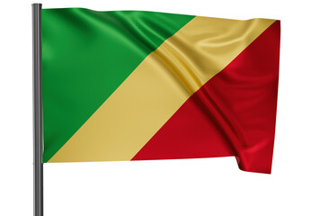 Obraz premium Republic of the Congo national flag, waved on wind, PNG with transparency