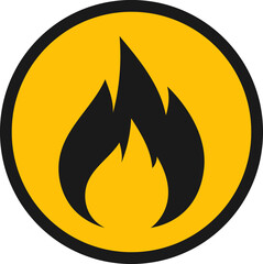 Fire sign flat round icon