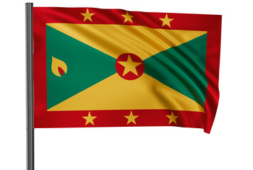 Grenada national flag, waved on wind, PNG with transparency - obrazy, fototapety, plakaty