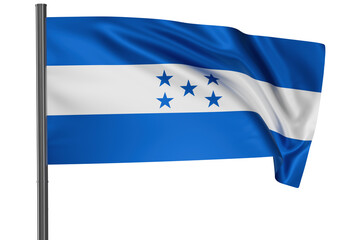 Honduras national flag, waved on wind, PNG with transparency