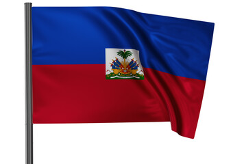 Haiti national flag, waved on wind, PNG with transparency