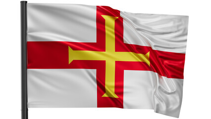 Guernsey national flag, waved on wind, PNG with transparency