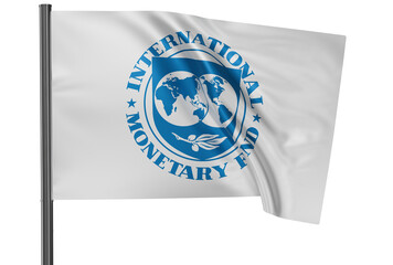Naklejka na ściany i meble IMF national flag, waved on wind, PNG with transparency