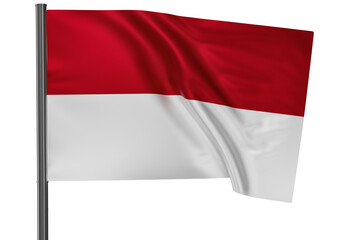 Indonesia national flag, waved on wind, PNG with transparency