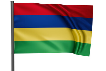 Obraz premium Mauritius national flag, waved on wind, PNG with transparency