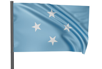 Micronesia national flag, waved on wind, PNG with transparency