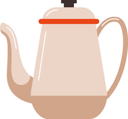 Classic ceramic kettle flat illustration