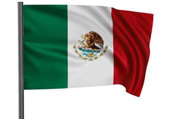 Mexico national flag, waved on wind, PNG with transparency